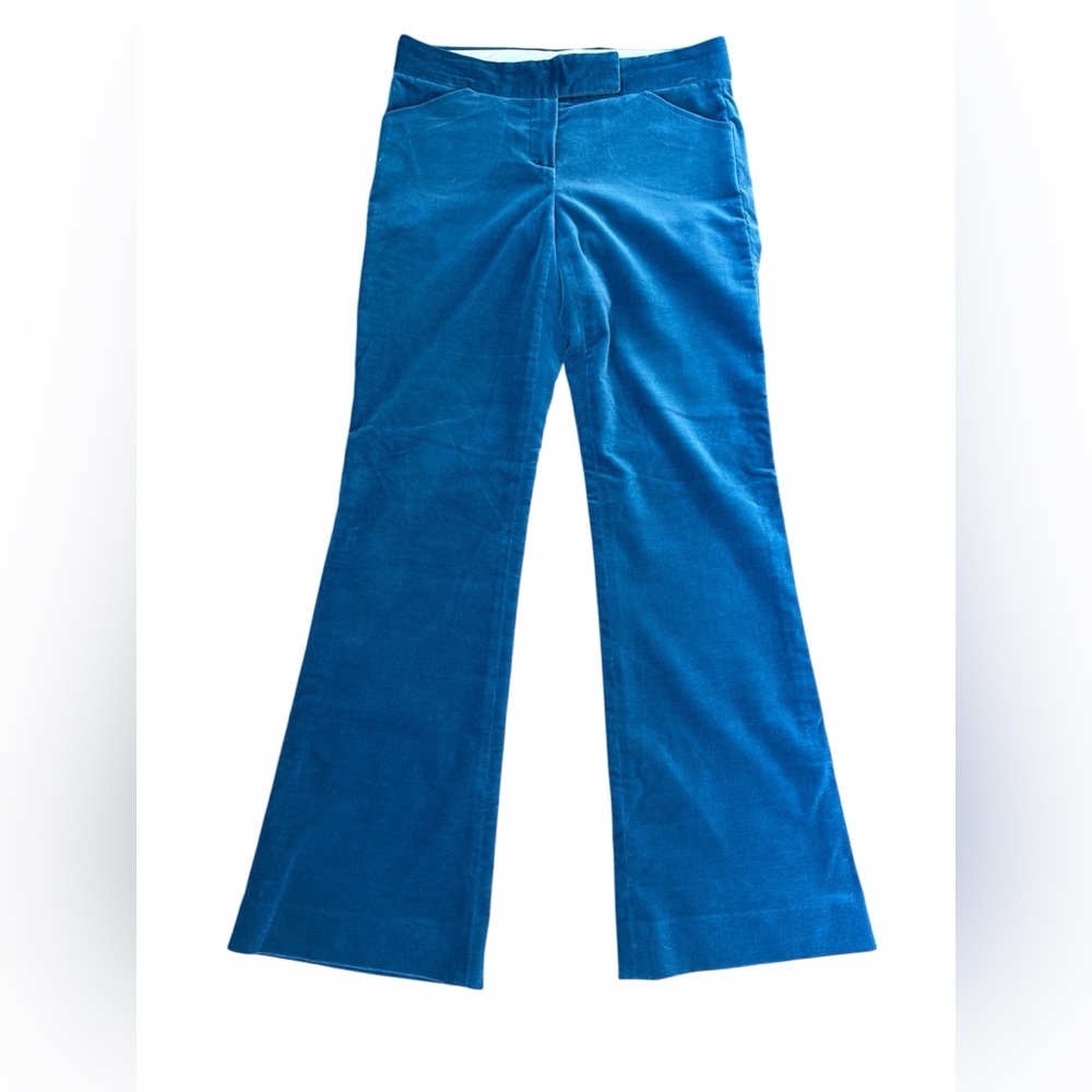 Vintage Blue velvet whimsical 70s flare low rise Theory pants